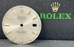 Rolex Mens Datejust 36mm Grey Dial Gold Stick Ref 16233 16013