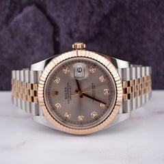 Rolex Datejust 41mm Jubilee Pink Diamond Dial ROSE Gold Fluted Jubilee 126331