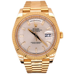 Rolex Day-Date 40 President 18k Yellow Gold Men's Watch Silver Motif DIAL 228238