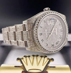 Rolex Men's Datejust 41mm Oyster Steel Watch Iced 12ct Diamonds Ref: 116300