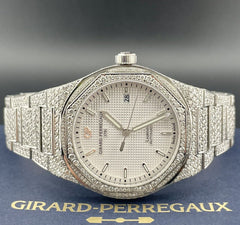 Girard Perregaux Laureato 41mm Mens Steel Watch Iced 25ct VS Diamonds Ref 81000