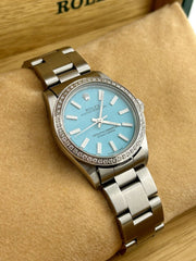 Rolex Oyster Perpetual 31mm 2ct Diamonds Baby Blue Dial Steel Automatic Watch