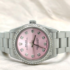 Rolex Oyster Perpetual 31mm 1.50ct Diamonds Pink Dial Steel Automatic Watch