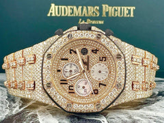 Audemars Piguet Royal Oak Offshore 42mm 18k Rose Gold Watch Iced 30ct Diamonds