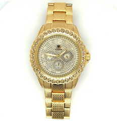 IceTime BLING Yellow 45mm Men's Yellow Gold Steel Watch Iced 0.25ct Diamonds