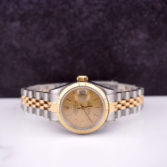 Rolex Ladies Datejust 26mm 18k Yellow Gold & Steel Gold Dial Watch Ref: 69173