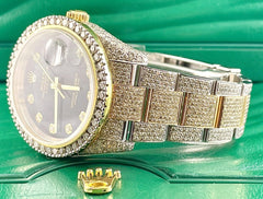 Rolex Datejust 36mm 18k Yellow Gold & Steel Watch Oyster ICED 16ct Diamonds