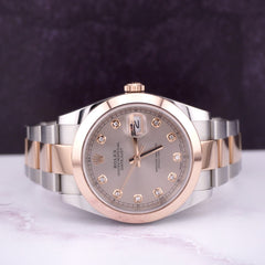 Rolex Datejust 41mm Oyster DIAMOND Dial 18k ROSE Gold & Steel Watch 126301