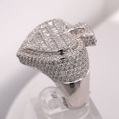 10K WHITE GOLD 3 CARAT NATURAL SPADE BAGUETTE DIAMOND MENS HIP HOP PINKY RING