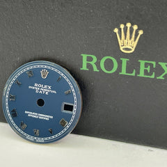 Rolex Oyster Perpetual Date Ladies 26mm Blue Dial Silver Roman Jubilee 69174