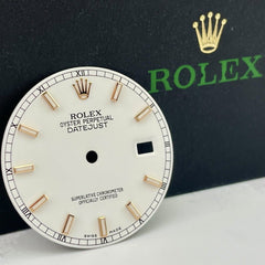 Rolex Mens Datejust 36mm White Dial 18k Rose Gold Stick 116201 116231