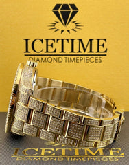 Ice Time 41mm Men's Automatic GOLD PLATED Steel Watch Iced Out 12ct Diamonds