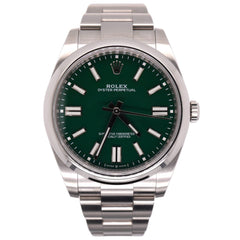 Rolex Oyster Perpetual 41mm GREEN Dial Stainless Steel Men's Watch Ref: 124300