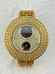 IceTime KING Yellow 50mm Men's Yellow Gold Steel Watch Iced 2.00ct Diamonds