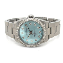 Rolex Oyster Perpetual 31mm 1.25ct Diamonds ICE Blue Steel Watch Ref 77080