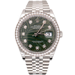 Rolex Mens Datejust 36mm Steel Jubilee Palm Green Diamond Dial & Bezel 126284RBR