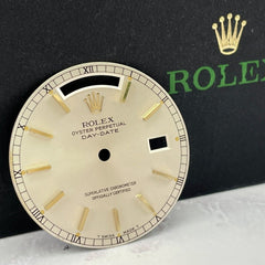 Rolex Day-Date Mens 36mm Silver Dial Yellow Gold Stick President 18238 18038