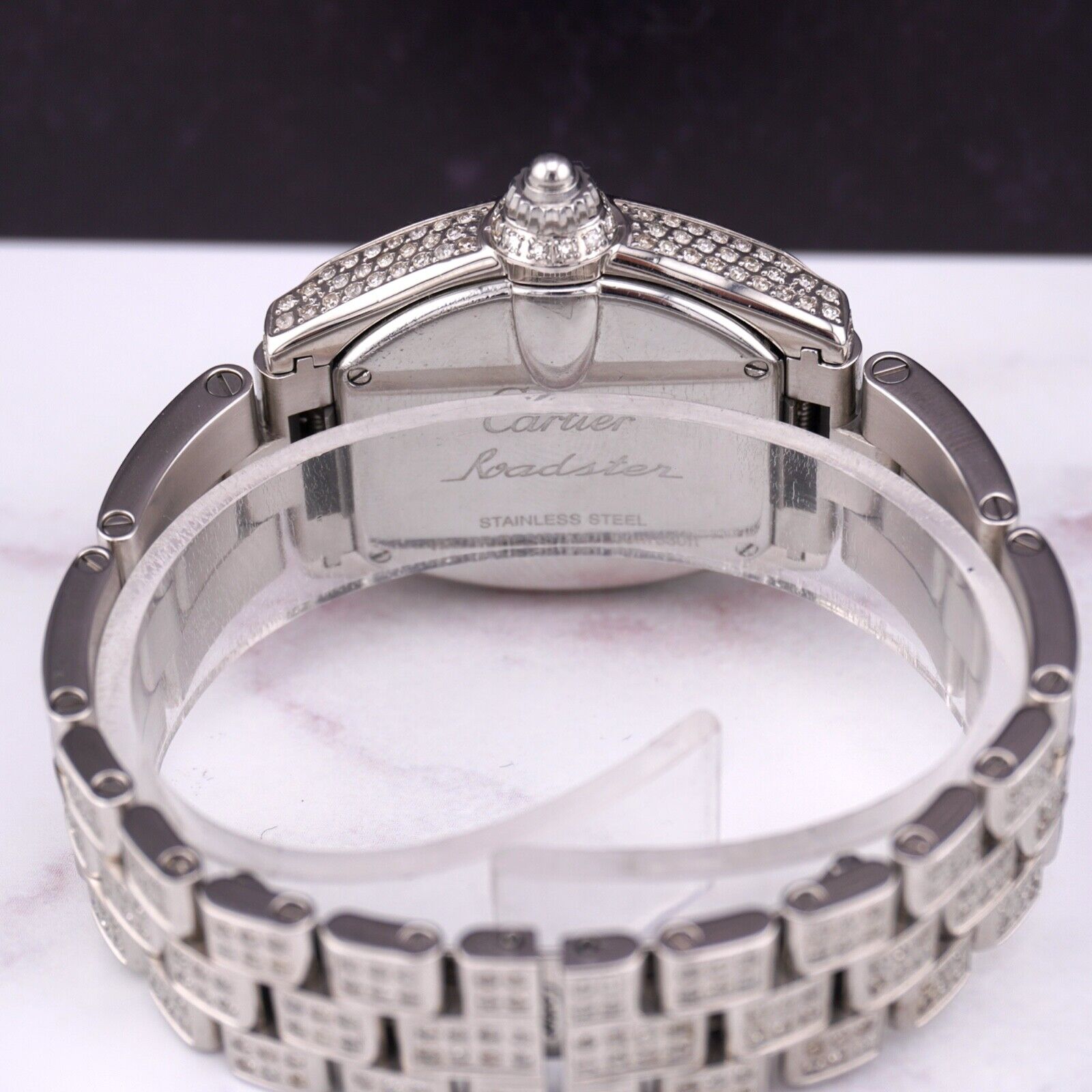 Cartier Roadster 33mm Ladies Watch Custom Iced Out 5ct