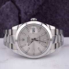 Rolex Mens Datejust II 41 Silver Index Dial Oyster Stainless Steel Ref 126300