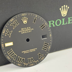 Rolex DateJust 2 Men’s 41 2-Tone 18k Gold Roman Numeral Matte Black Dial 116333