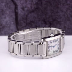 Cartier Tank Francaise 20mm Quartz Ladies Steel Watch PEARL Roman Dial 2384