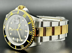 Rolex Submariner Date 40mm 18k Yellow Gold & Steel Black Dial Oyster Watch 16613