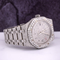 Audemars Piguet Royal Oak 41mm Mens Steel Watch Iced Out 25ct Diamonds 15400ST