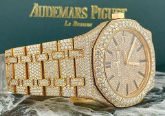 Audemars Piguet Royal Oak 41mm 18k Rose Gold Iced Out 25ct Diamonds Ref 15400.OR