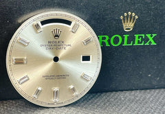 Rolex Mens Day-Date 40mm Silver BAGUETTE Dial 18k WHITE GOLD President 228239