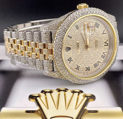 Rolex Mens Datejust 41 Jubilee 18K Yellow Gold & Steel Watch 16ct Diamonds Roman