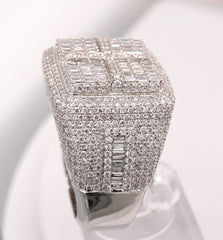 10K WHITE GOLD 4.6 CARAT NATURAL SQUARE BAGUETTE DIAMOND MENS HIP HOP PINKY RING