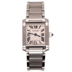 Cartier Ladies Tank Francaise 20mm Quartz Steel Watch Roman Dial Ref 2384