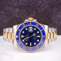 Rolex Submariner Date 40mm 18k Yellow Gold/Steel BLUE Oyster Mens Watch 116613LB