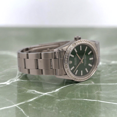 Rolex Oyster Perpetual 31mm 2ct Diamonds Green Dial Steel Automatic Watch