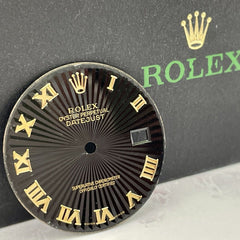 Rolex Datejust 36mm Mens Black Sunburst Dial Gold Roman Oyster Jubilee 116233