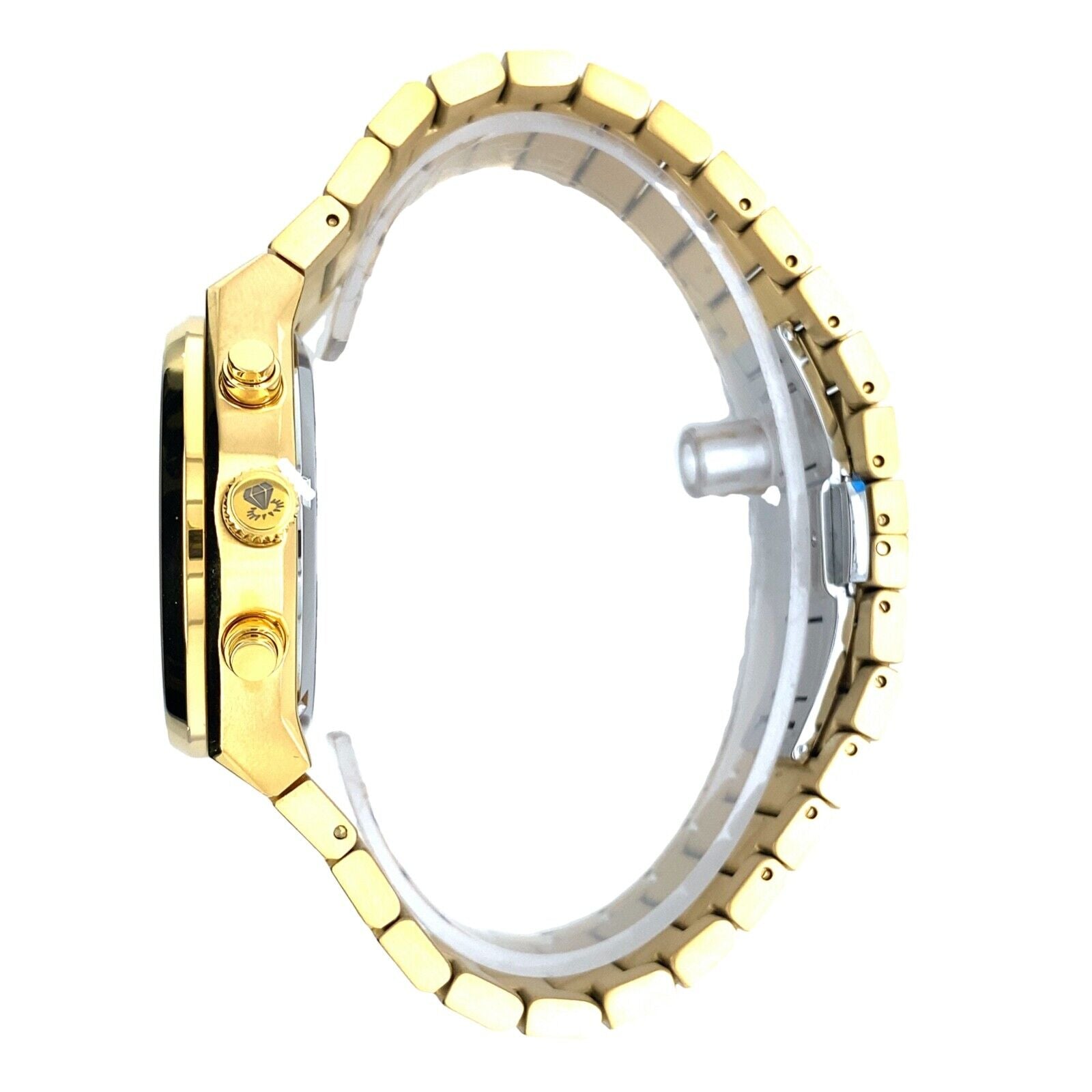 IceTime Maximus 41mm Men Yellow Gold Steel Watch Green Dial Iced