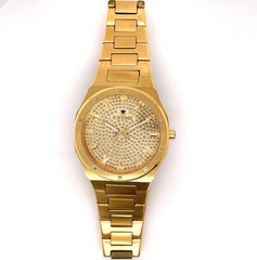 IceTime ROYAL Yellow 34mm Ladies Yellow Gold Steel Watch Iced 0.10ct Diamonds