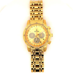 IceTime 40mm Men Yellow Gold Steel Watch Iced 0.10ct Diamonds Yellow Dial Mk321