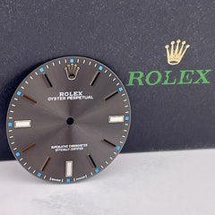 Rolex 39mm Men's Oyster Perpetual Grey Rhodium Dial Stick Jubilee Ref: 114300