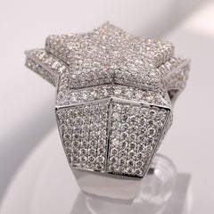 10K WHITE GOLD 5.7 CARAT NATURAL ROUND DIAMOND STAR MENS HIP HOP PINKY RING