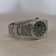 Rolex Oyster Perpetual 31mm 1.25ct Diamonds Green Dial Steel Automatic Watch