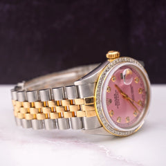 Rolex Ladies Datejust 36mm 18k Yellow Gold & Steel  1.75ct Diamonds Pink Dial