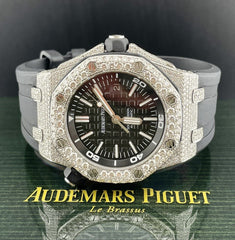 AUDEMARS PIGUET Royal Oak Offshore 42mm Diver Iced 15ct Diamonds Steel Watch