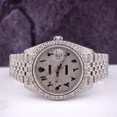 Rolex Datejust 41mm Men's Steel Watch Jubilee Iced 15ct Diamonds Arabic Dial