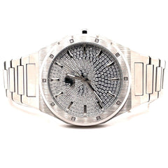 IceTime ALPHA White 42mm Men's White Gold Steel Watch Iced 0.10ct Diamonds