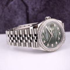 Rolex Mens Datejust 36mm Steel Jubilee Palm Green Diamond Dial & Bezel 126284RBR