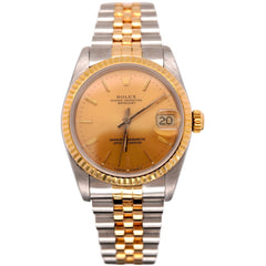 Rolex Datejust Midsize Ladies 31mm 18k Gold & Steel Gold Dial Watch Ref: 68273