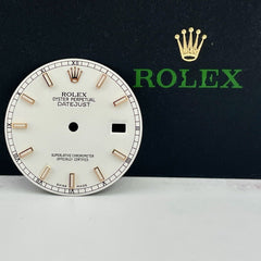 Rolex Mens Datejust 36mm White Dial 18k Rose Gold Stick 116201 116231