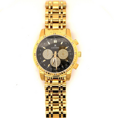 IceTime 40mm Men's Yellow Gold Steel Watch Iced 0.10ct Diamonds Black Dial Mk321