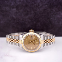 Rolex Ladies Datejust 26mm 18k Yellow Gold & Steel Gold Dial Watch Ref: 69173